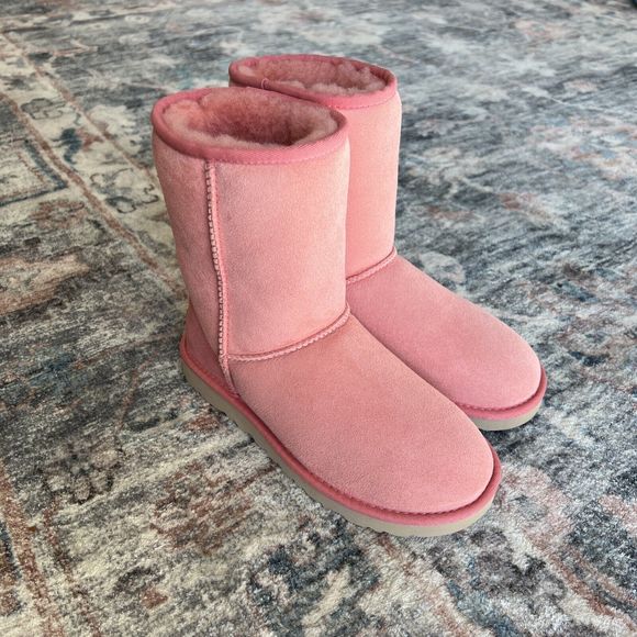 UGG Shoes - Womens UGG Boots Sz 6 Classic Short II Suede Lambskin Shearling Wool Pink Bootie